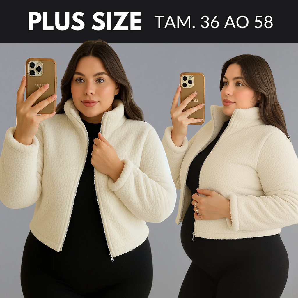 Blusa De Frio Feminina Plus Size Casaco Teddy Feminino Inverno Casaco De Pelinho Ziper Gola Alta