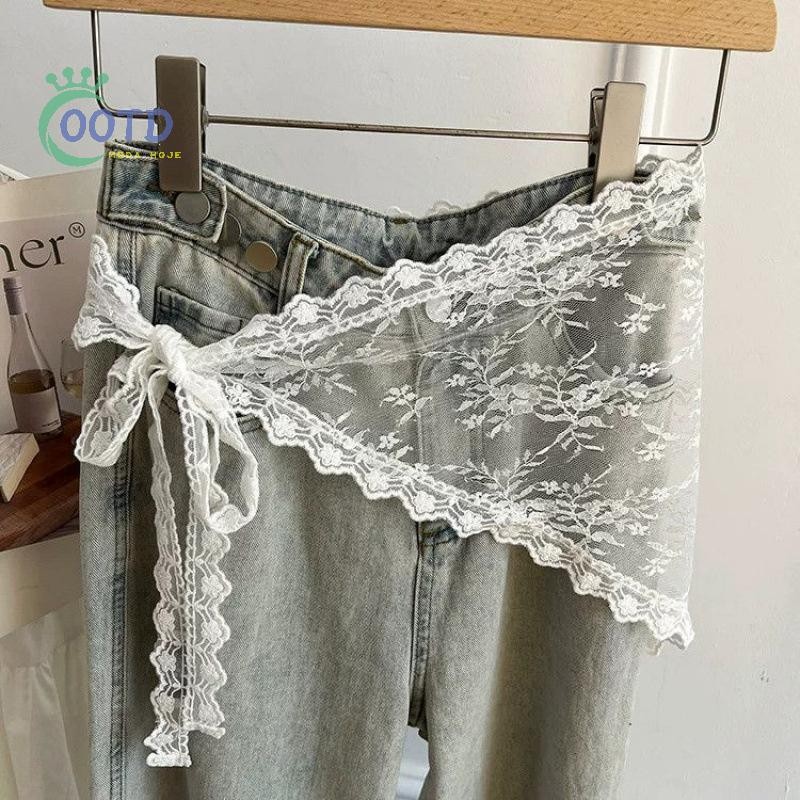 Moda Hoje Versátil Triângulo Renda Guarnição Meia Saia Para Mulheres Meninas Verão Doce Bunda Cortina Empilhada Saias Cu