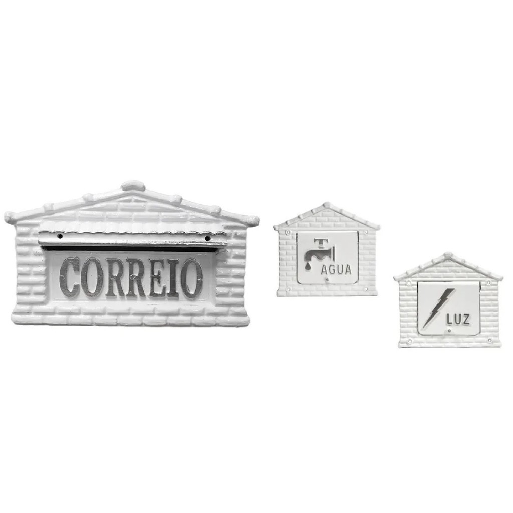 KIT CAIXA DE CORREIO N 7 BRANCA + VISOR DE AGUA 15 + VISOR LUZ 16 BRANCO