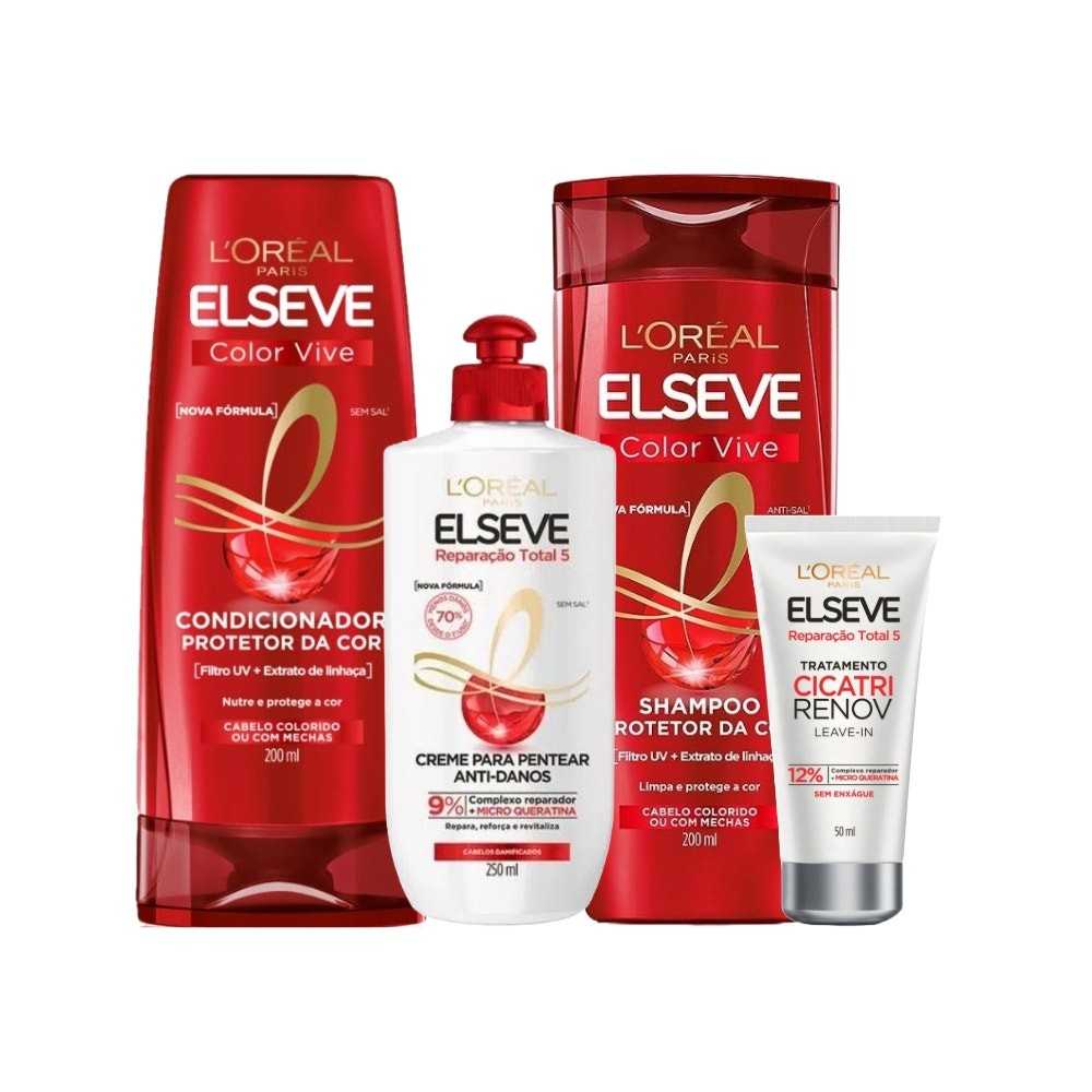 Kit Elseve Color Vive e Reparação Total 5 em Oferta na Shopee