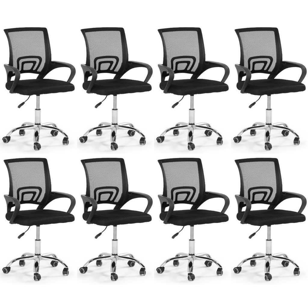 Kit 8 Cadeiras Secretária Office Base Giratória em Tela Mesh em Oferta na Shopee