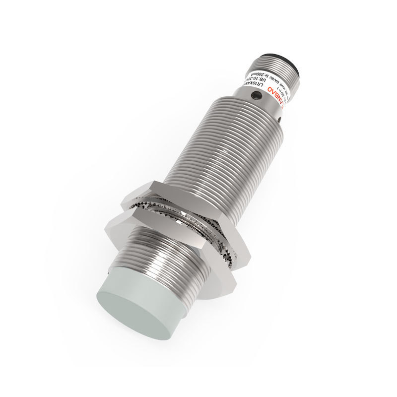 Sensor Indutivo M18 PNP NA+NF Lanbao LR18XBF08DPRY-E2 10-30Vdc Sn 8mm Conector M12 4 Pinos Com Cabo Angular