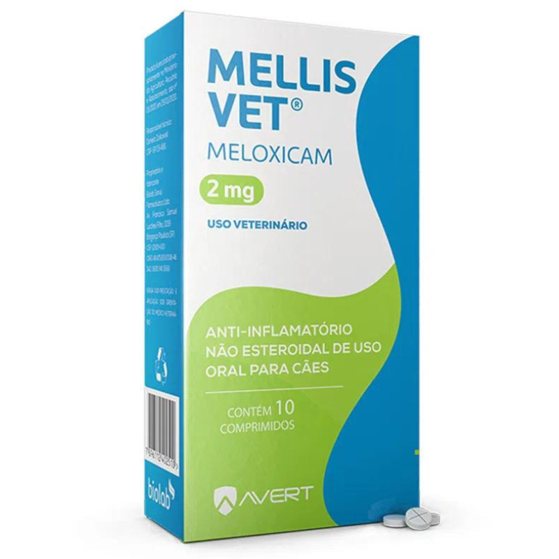 Anti-inflamatório Mellis Vet Meloxicam 2mg para Cães Com 10 Comprimidos em Oferta na Shopee