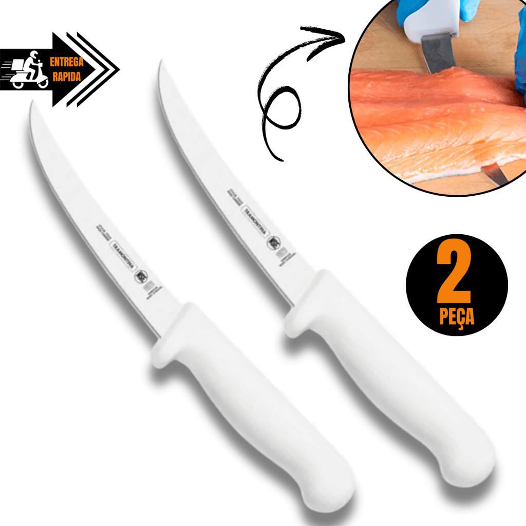 2 Facas para Desossar Profissional Nº6 Premium  Lâmina em Aço Inox e Cabo Ergonômico Branca