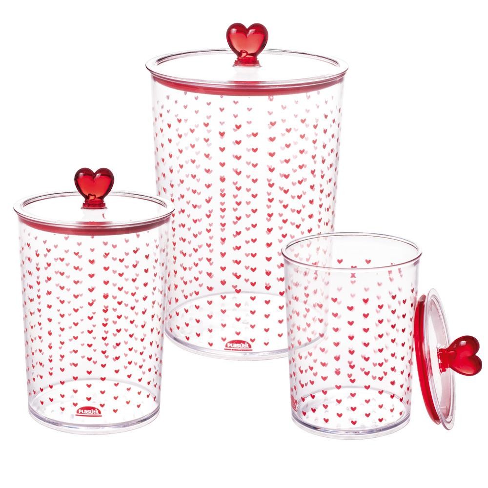 Kit 3 Peças Porta Mantimento Coração Hermético Plasútil em Oferta na Shopee