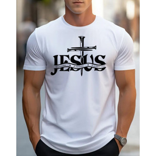 Camisa Algodão Masculina Jesus Cruz Tecido Premium Camiseta Básica Moda Religiosa em Oferta na Shopee