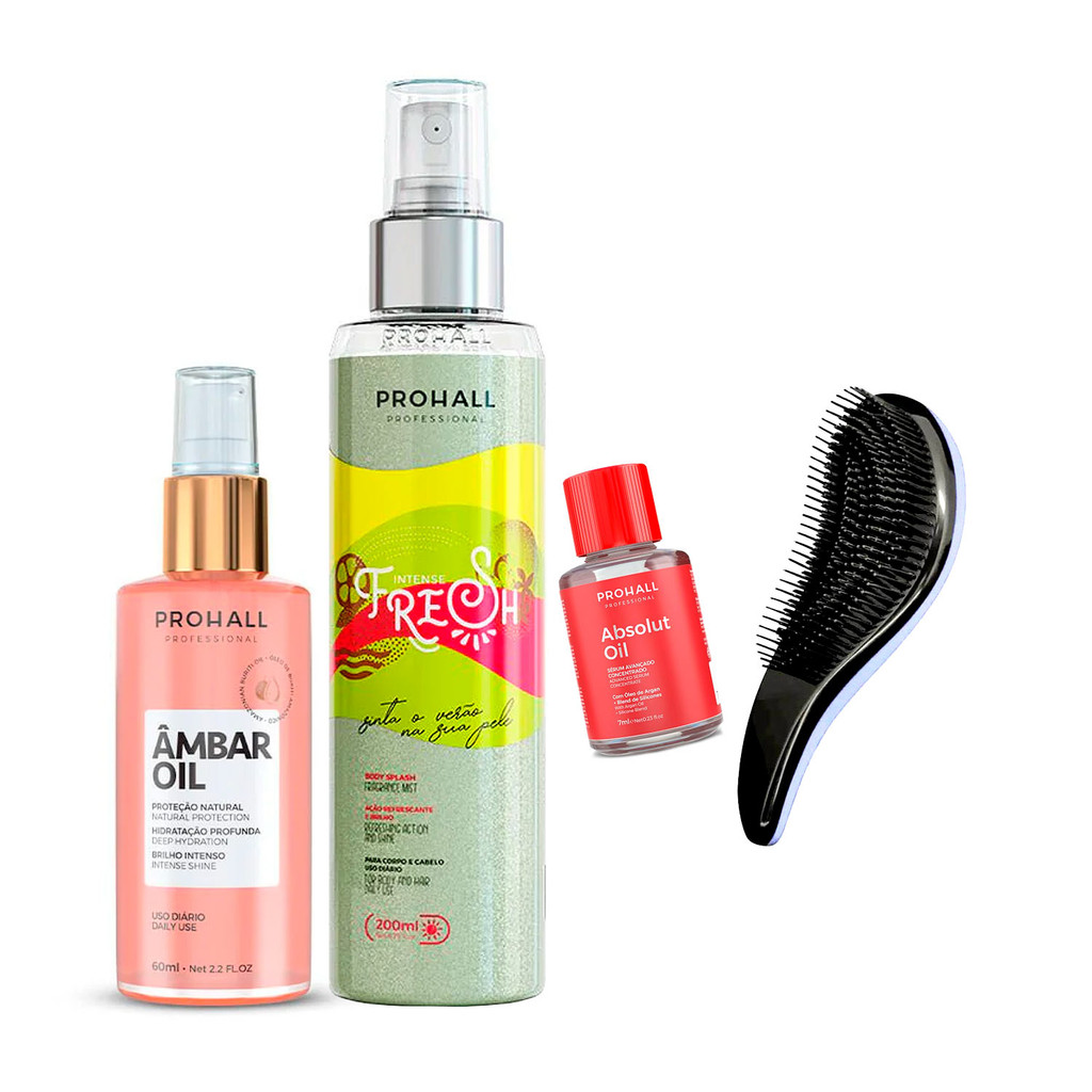Sérum Ambar Oil Nutrição +Body Splash Prohall (+Escova/Óleo)