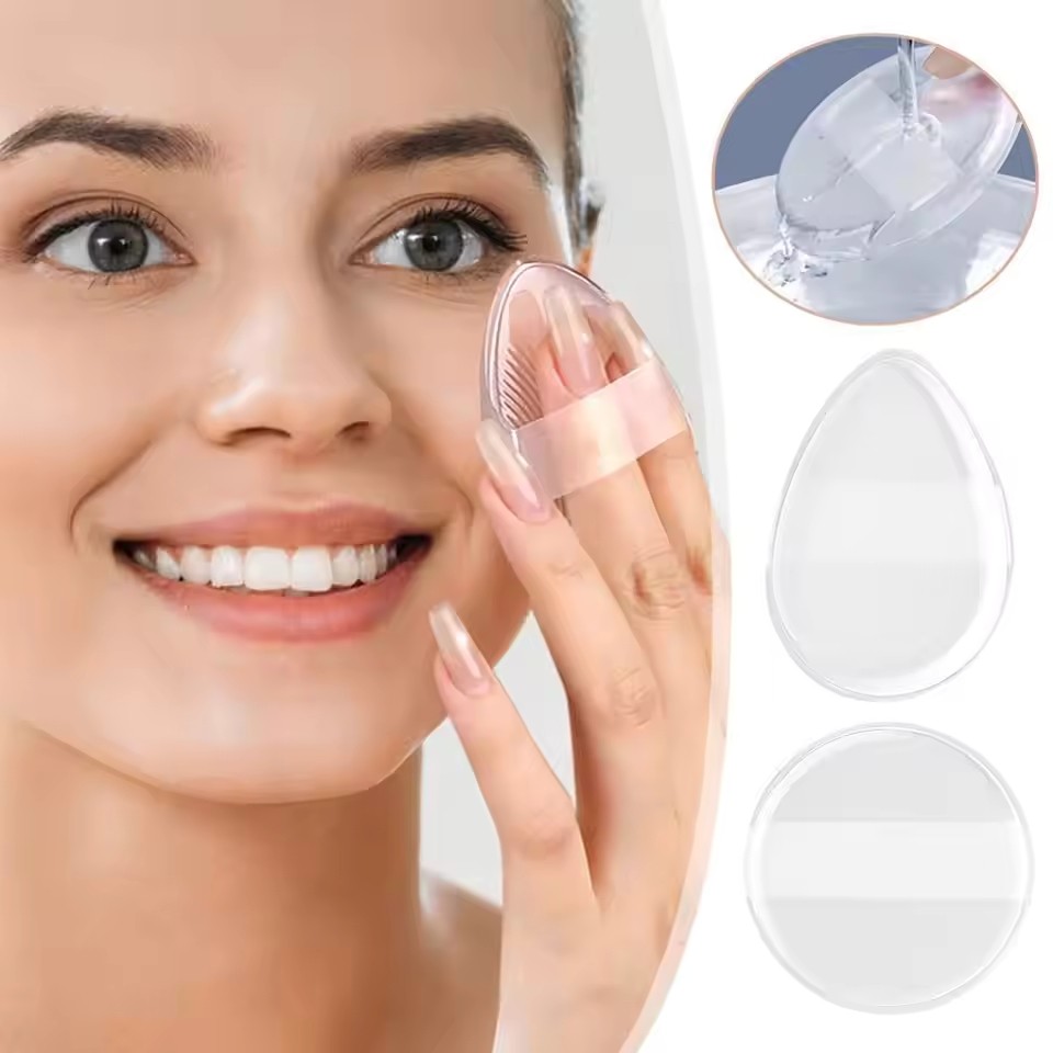 Esponja De Silicone Para Base Facial Cosmética BB Cream Sem Pó Comer Ferramenta De Maquiagem Em