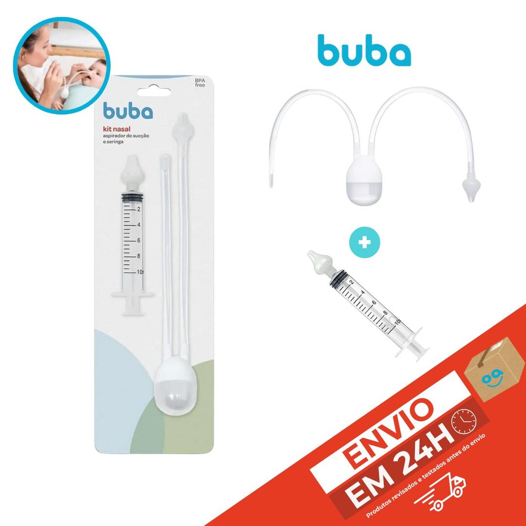 Kit Aspirador Nasal Bebe Seringa Lavagem Nasal Infantil Bebê Buba Crianças