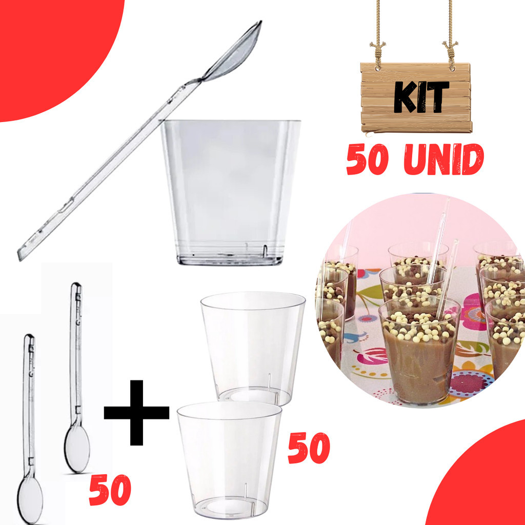Kit 50 Copinho Brigadeiro Potinho + 50 Colherzinha Brigadeiro 25ml Docinho em Oferta na Shopee