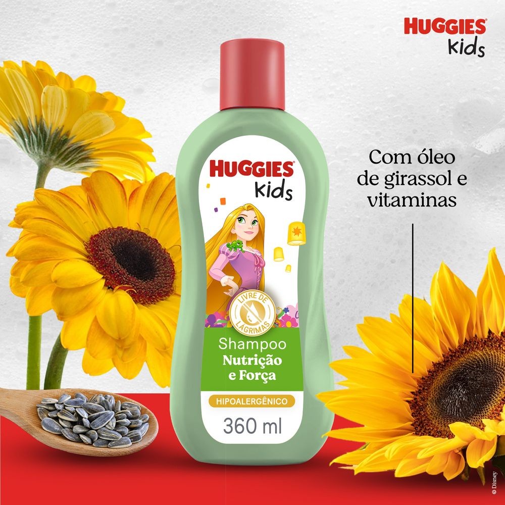 Detalhes do Shampoo Huggies Kids Nutrição e Força Enrolados 360 ml