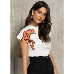 Blusa Feminina Estampa Frontal Bege Quintess Dia A Dia