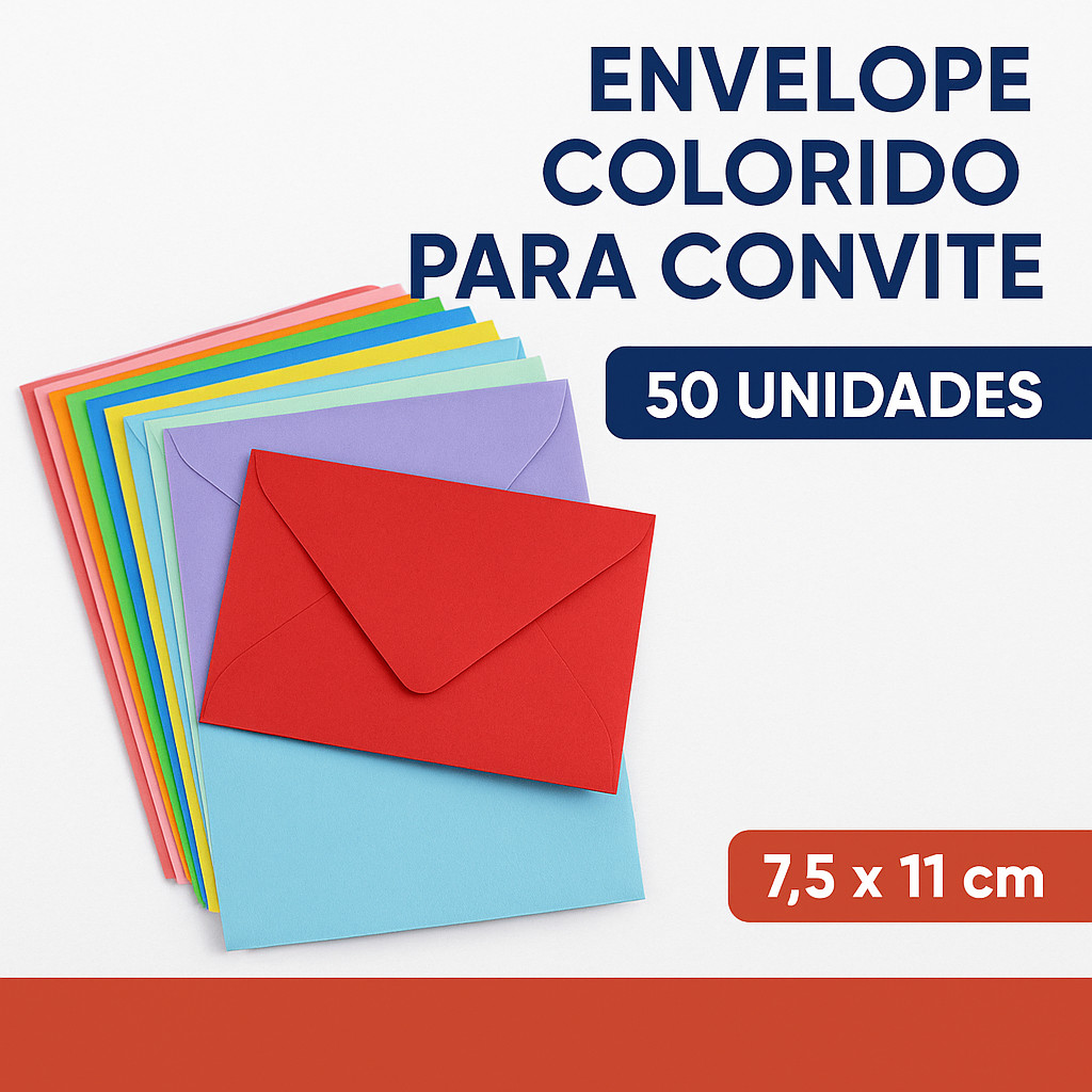 Kit com 50 Envelopes Coloridos 7,5x11cm – Ideal para Convites e Eventos em Oferta na Shopee