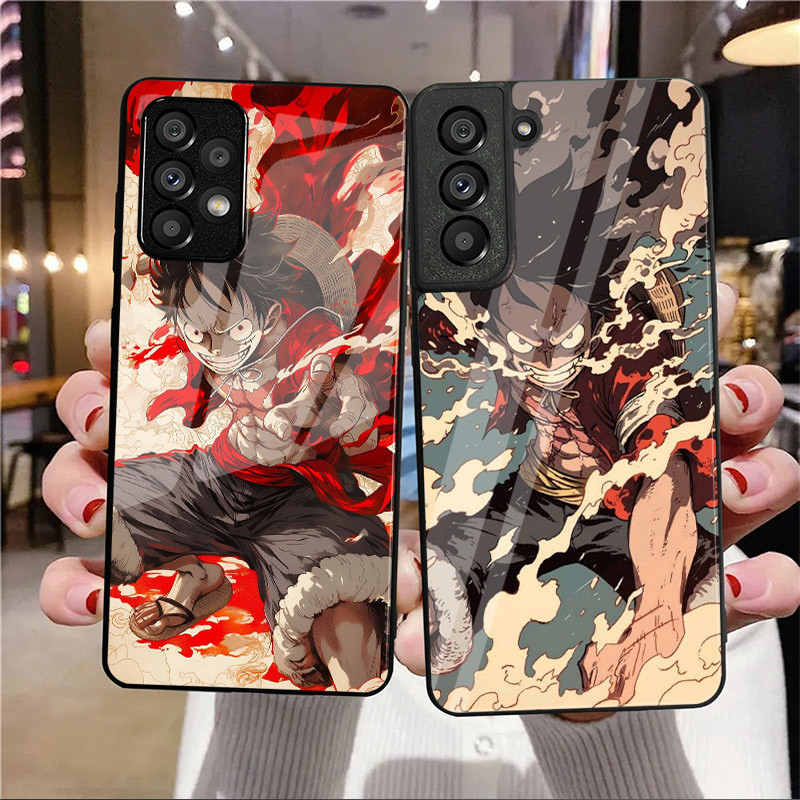 Capa De Telefone De Vidro luffy 15 De Uma Peça Para Samsung Galaxy A14 A16 A30 A22 A32 A33 A34 A40 A42 A55 4G A52 A53 A5