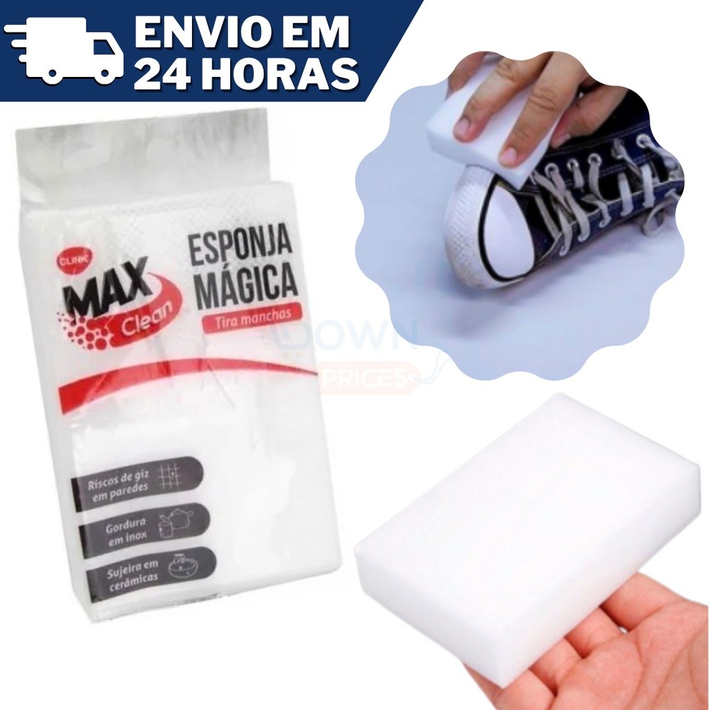 Esponja Mágica Branca Tira Manchas Max Clean Clink Promoção Entrega Imediata Limpa Parede Limpa Tênis, Limpa Chinelo