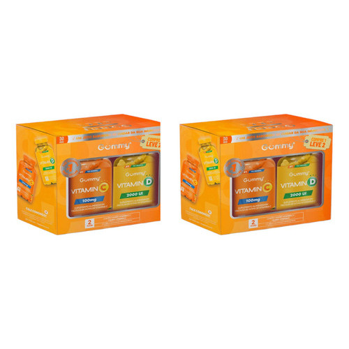 Kit 2 Gummy Hair Vitamin C + Vitamin D C/ 2 Potes De 30 Goma