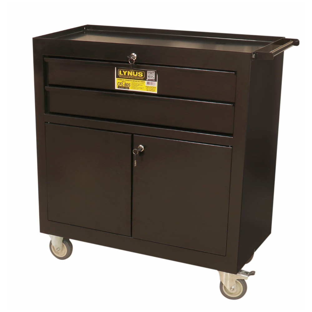 Carrinho para Ferramentas Fechado LYNUS com 2 Gavetas e Portas CFL805 em Oferta na Shopee
