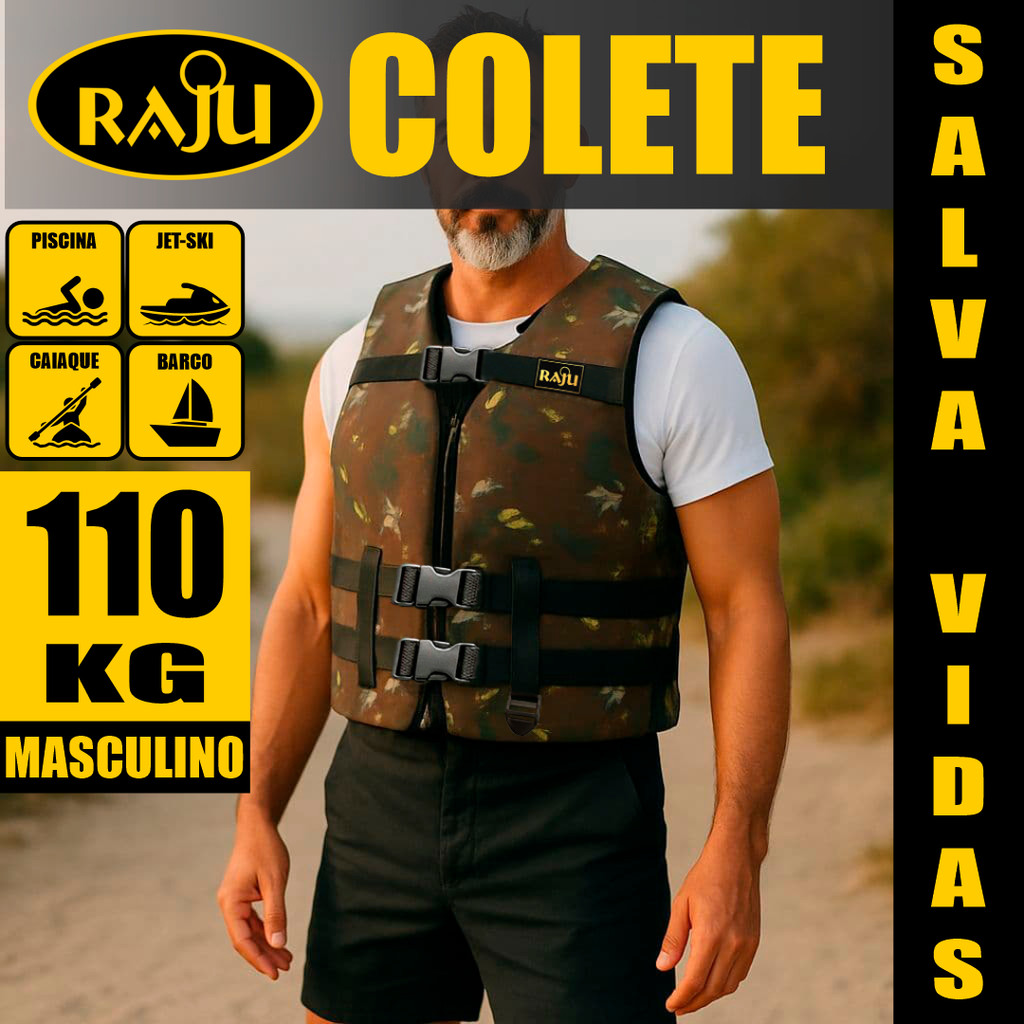 Colete Salva Vidas Raju 110 kg Camuflado em Oferta na Shopee