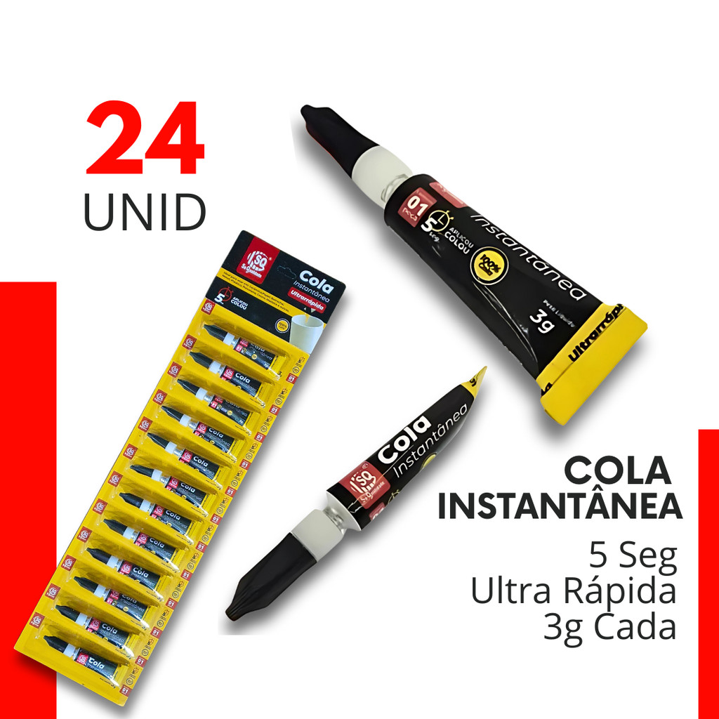 Kit 24- Cola Instantanea Secagem Super Rápida Tipo S Bonder 3g