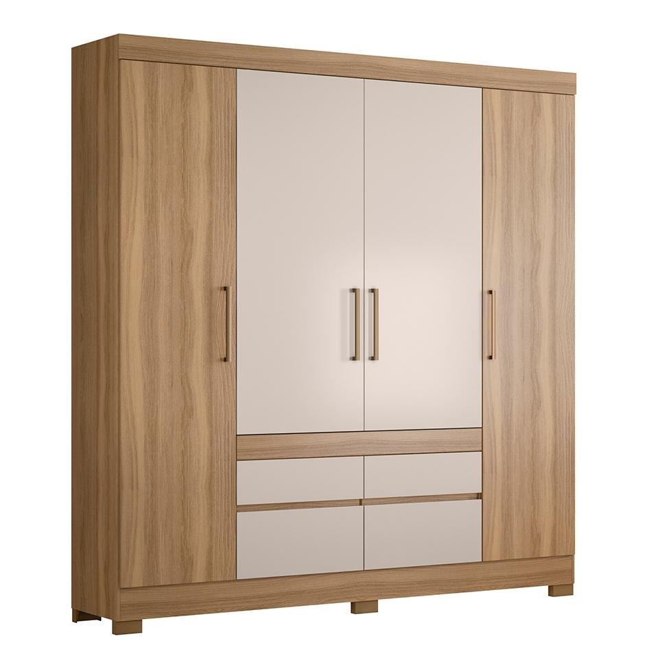 Guarda-Roupa Casal Cannes 4 PT 4 GV Off White e Amendola em Oferta na Shopee