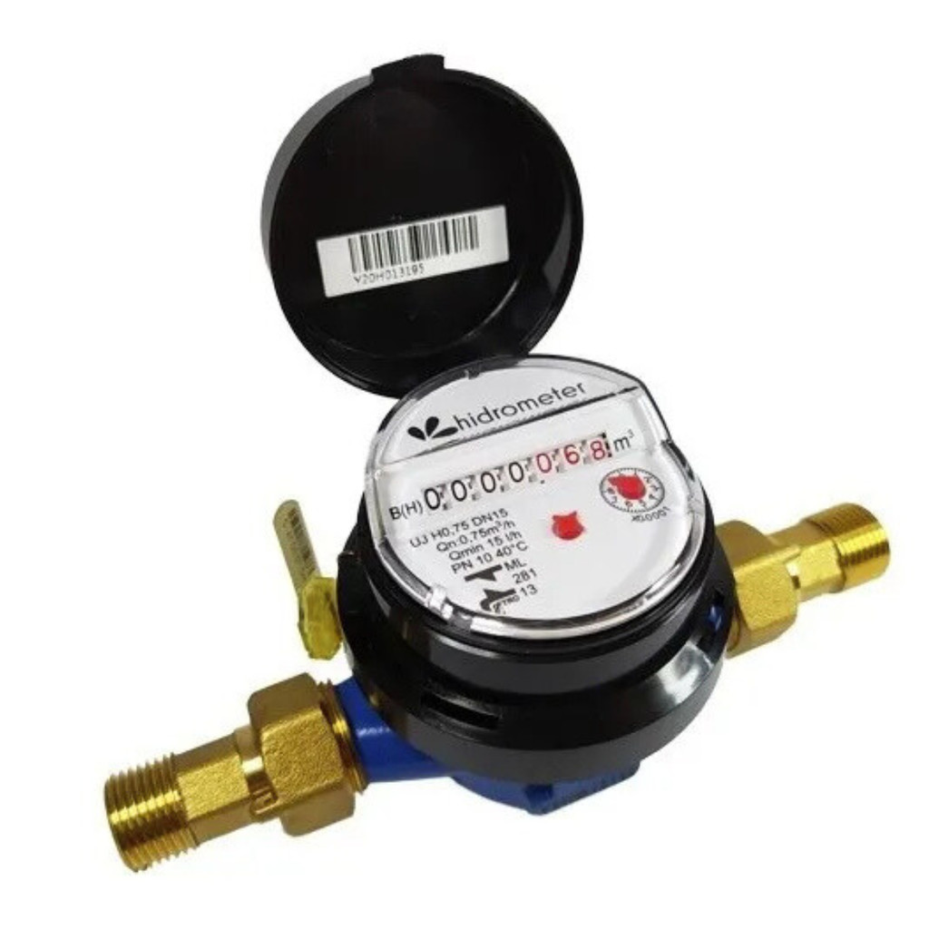 KIT 2 HIDROMETRO COMPOSITE 3/4 COM CONEXAO 1,5-3,0 M RELOGIO