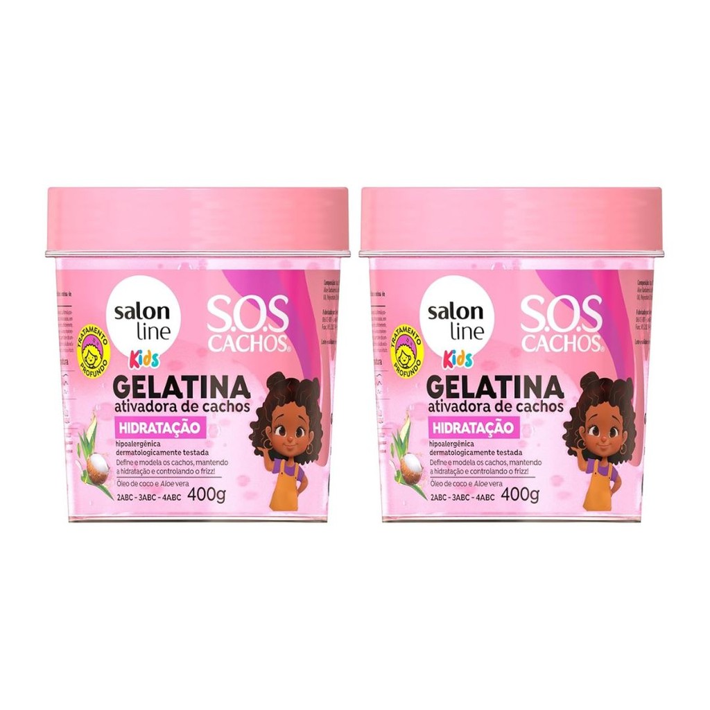 Kit Salon Line S.O.S Cachos Kids – Gelatina Capilar Ativadora de Cachos 400 g (Escolha o Seu)