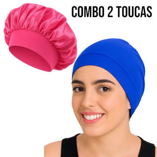 Combo Touca NERO + Touca de Cetim Faixa Larga | Proteção Dia e Noite | Antifrizz Para Todos os Tipos de Cabelos, Unissex