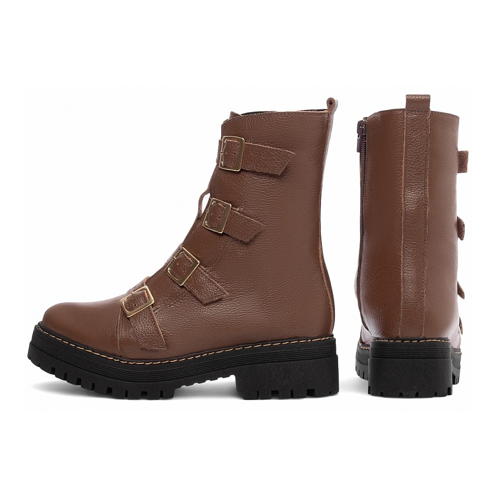 Bota Coturno Sola Tratorada Couro