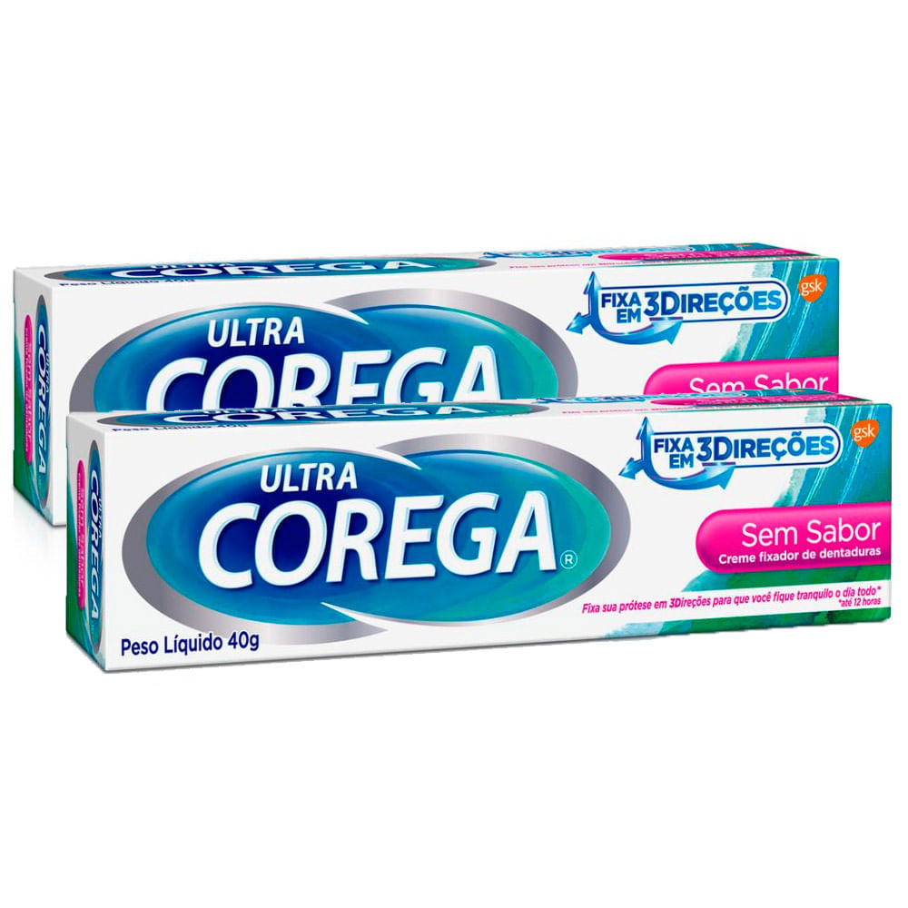 Corega Ultra Creme Fixador de Prótese Sem Sabor 40g | Kit com duas unidades - Health