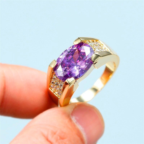 Anel Formatura Pedra Ametista Banhado Unisex Teologia Cursos