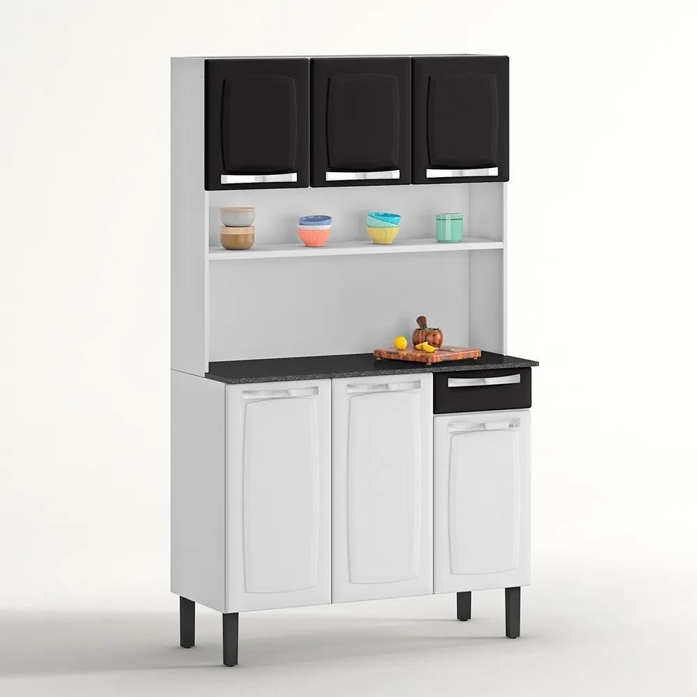 Kit Cozinha Rose Compacta Itatiaia em Aço 6 Portas 1 Gaveta Branco e Preto I3G1-105 em Oferta na Shopee