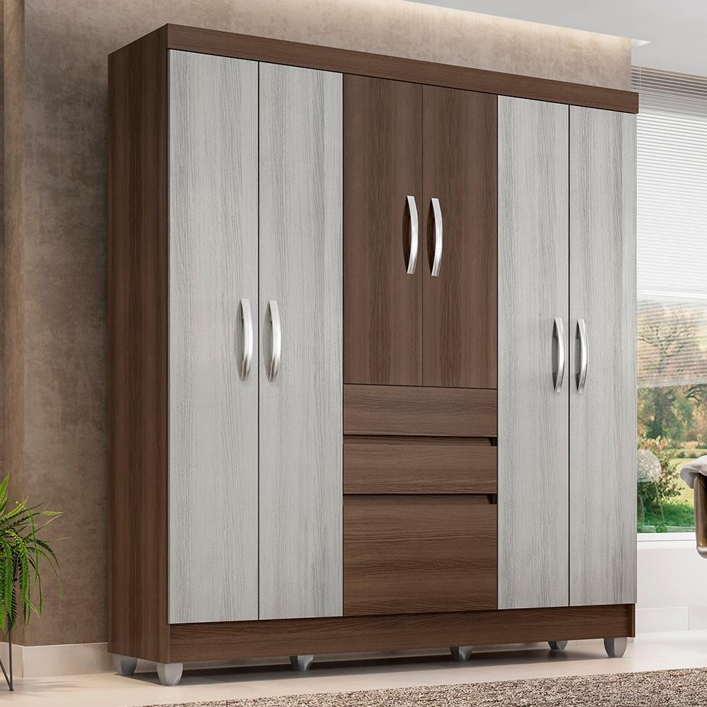 Guarda Roupa Casal Lia 6 Portas Terraro/ Naturaly - Moveis Arapongas - Home & Living
