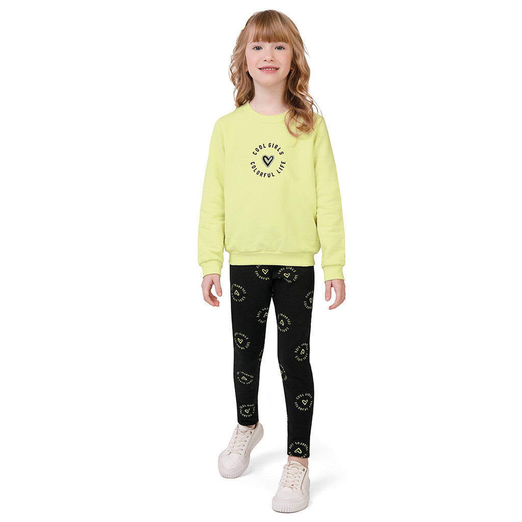 Conjunto Malwee Blusão Estampa Calça Moletom Preto Amarelo Frio Infantil Juvenil Feminino