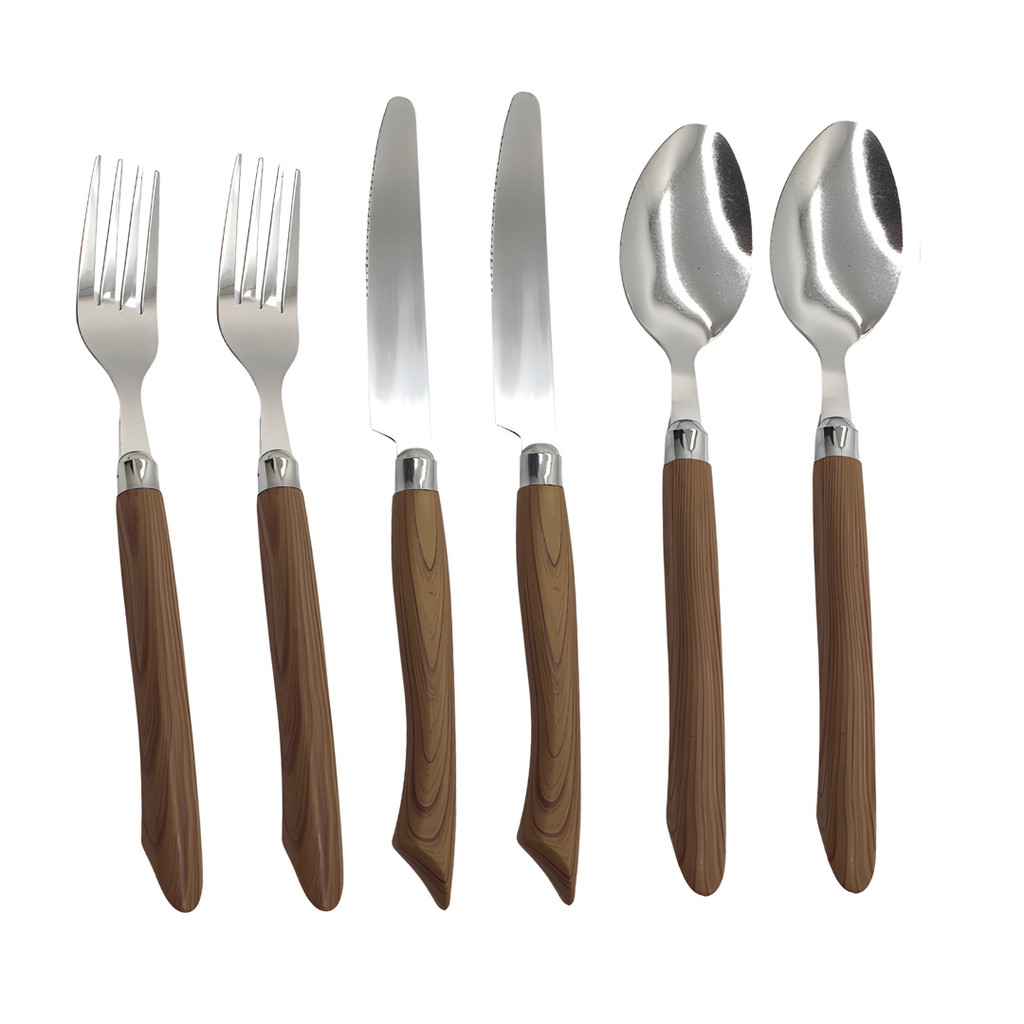 Conjunto Faqueiro Jogo 18 Peças Wood Luxo Garfo Faca Colher em Oferta na Shopee