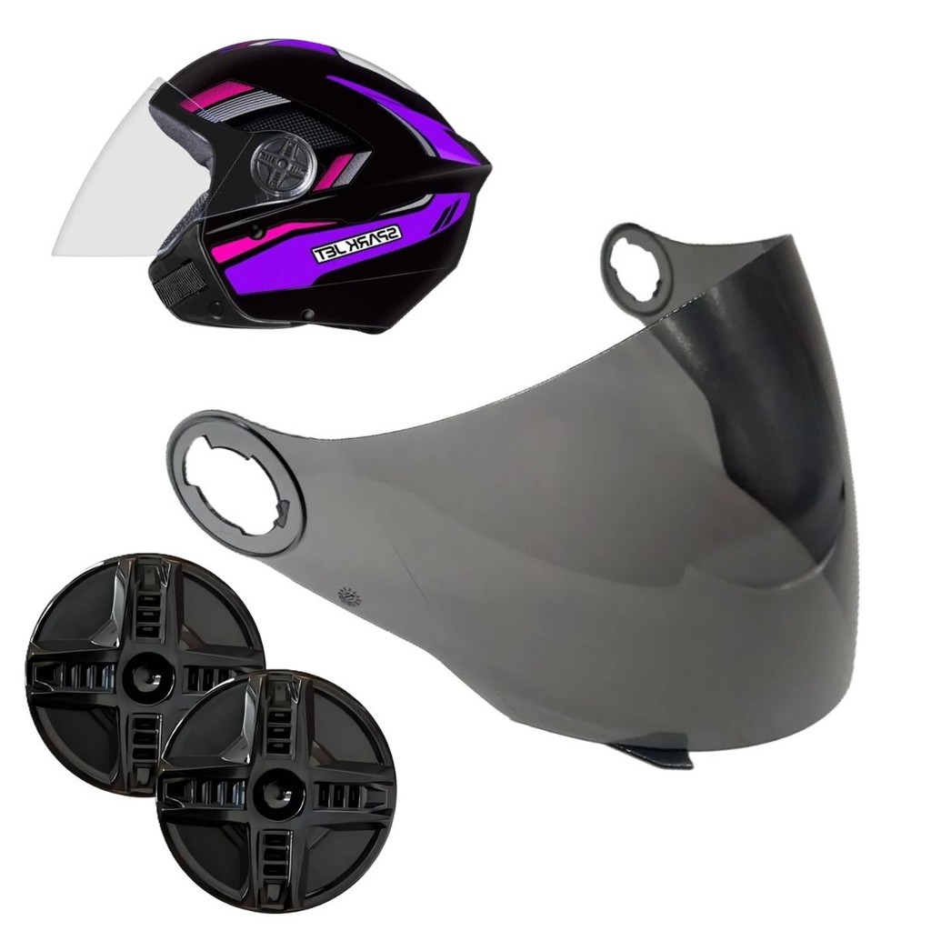 Viseira Antirrisco + Reparos P/ Capacete New Spark Jet Aberto em Oferta na Shopee