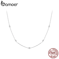 Bamoer 925 Prata Esterlina Colar Moissanite Clavícula Corrente Arte Design Moda Jóias Presente Feminino