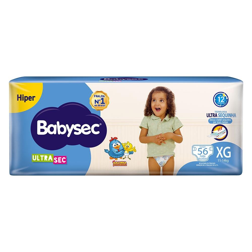 Fralda Babysec Galinha Pintadinha Ultrasec Hiper XG com 56un em Oferta na Shopee