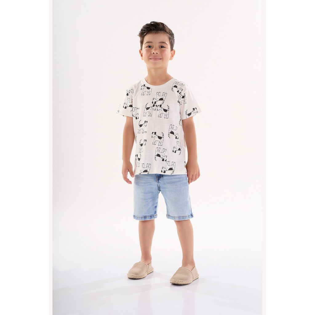 Camiseta em Meia Malha Flamê Infantil para Menino Up Baby