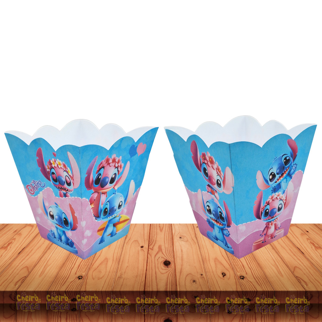Até 30un Caixinhas Cachepot / lembrancinha Festa - Stitch & Angel em Oferta na Shopee