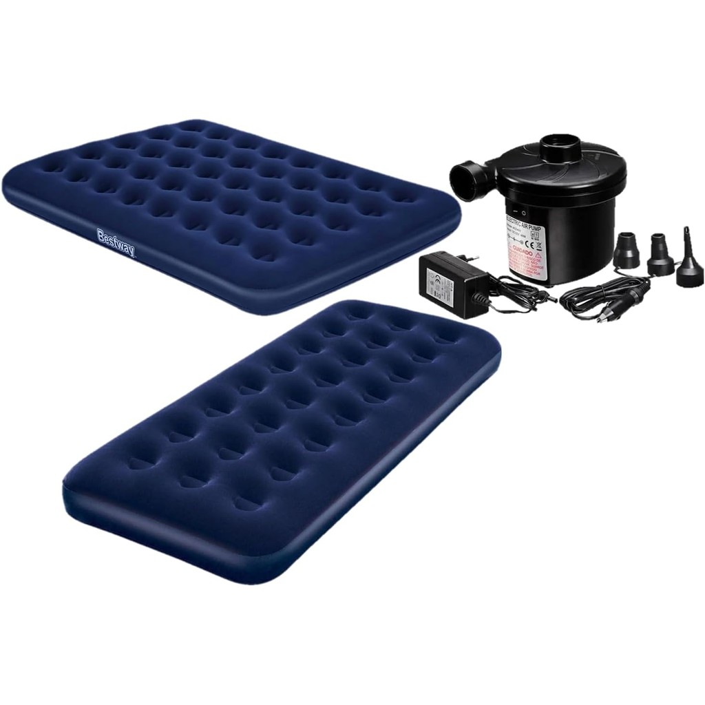 Kit Colchão Casal Inflável Resistente + Colchão Solteiro Inflável + 1 Bomba de Ar Eletrica em Oferta na Shopee