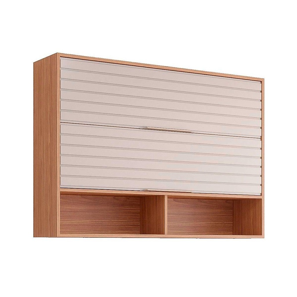 Armário Aéreo Cozinha Modulado Esplendida c/ 2 Portas Basculantes 120cm Freijo/Off White - MGM