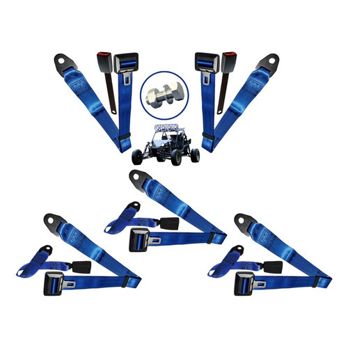 Cinto De Segurança Buggy Fusca Brasília Kit  Azul 5 Peças