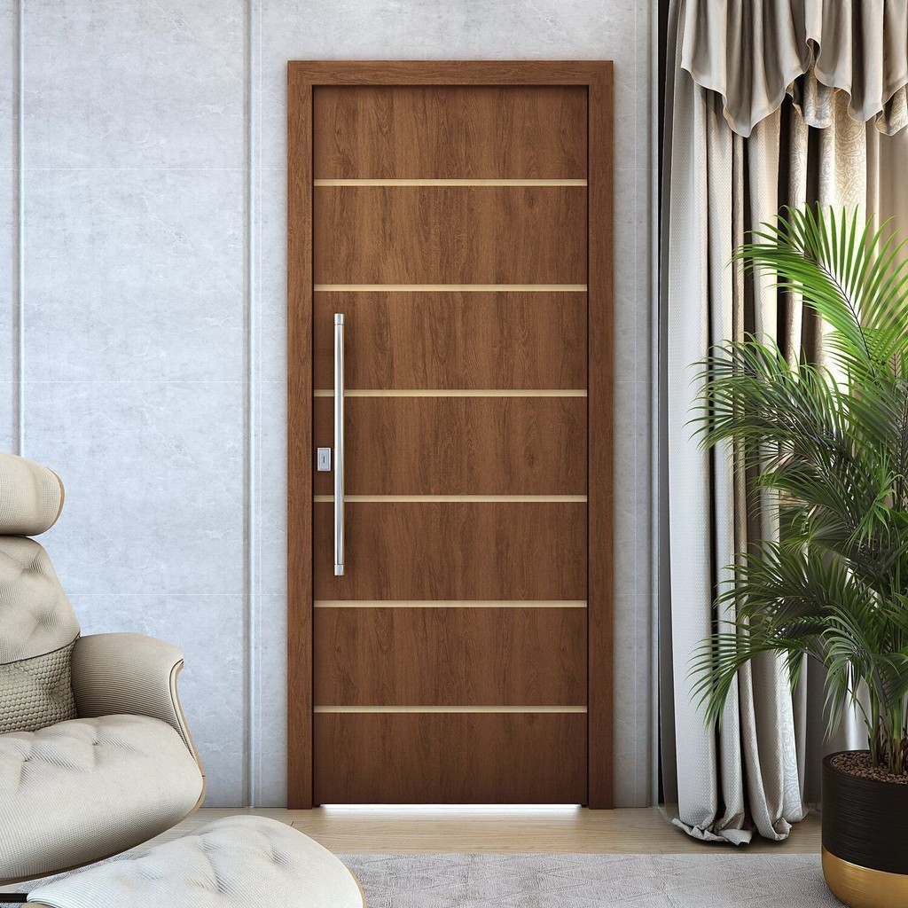 Folha de Porta de Madeira Frisada 210x90  Espessura 3,5cm Valuchi Imbuia em Oferta na Shopee