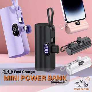 Carregador Mini Power Bank 5000mAh Bateria Sem Fio 2em1 Carregador Portátil para iPhone e…