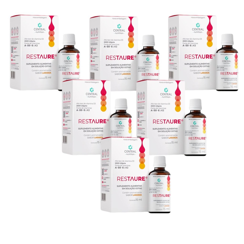 6x Restaure Central Nutrition 15ml- Vitamina A- D3- E- K2