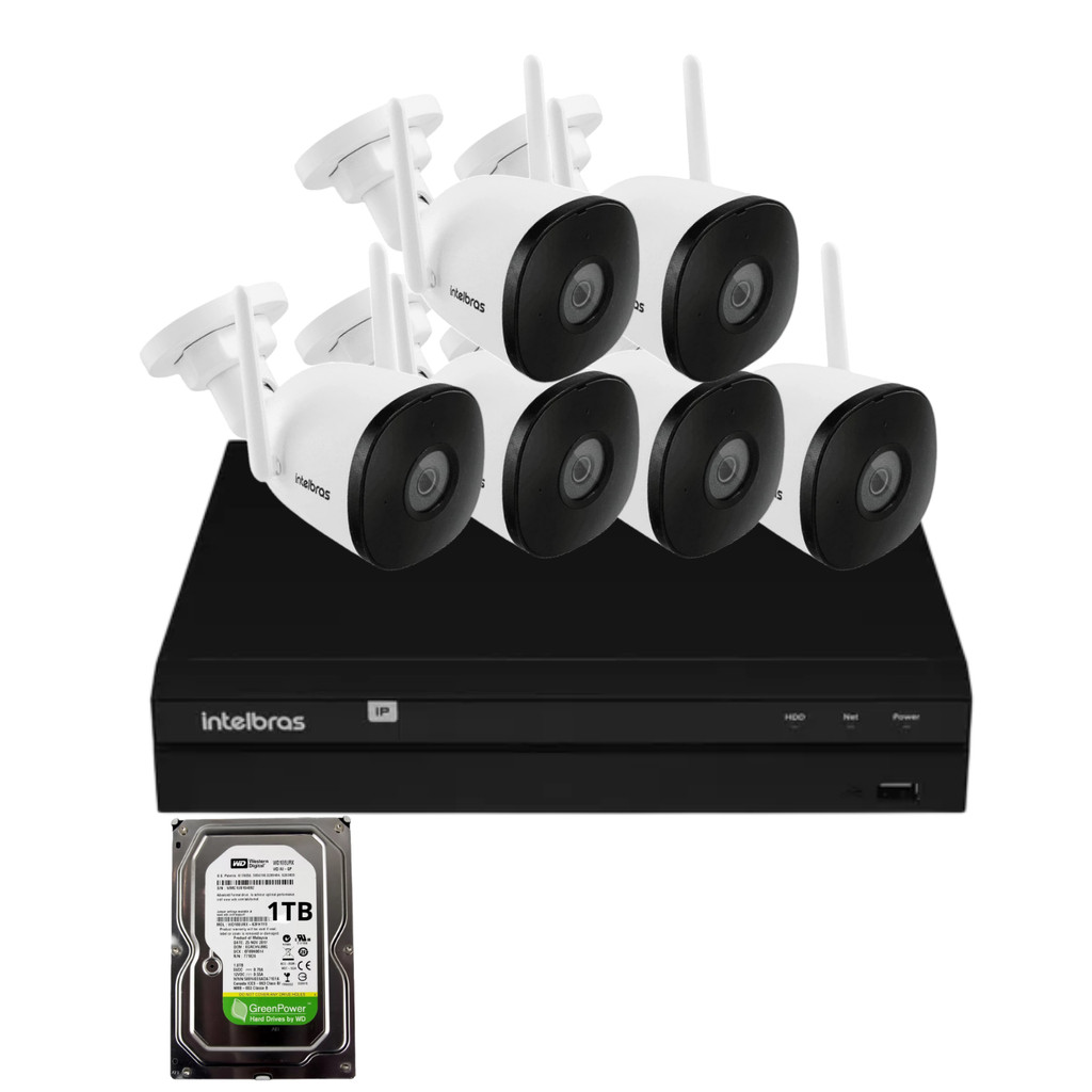 Kit 6 Câmeras Intelbras Im5 Full Hd Nvd 1408 Intelbras Com Hd 1Tb