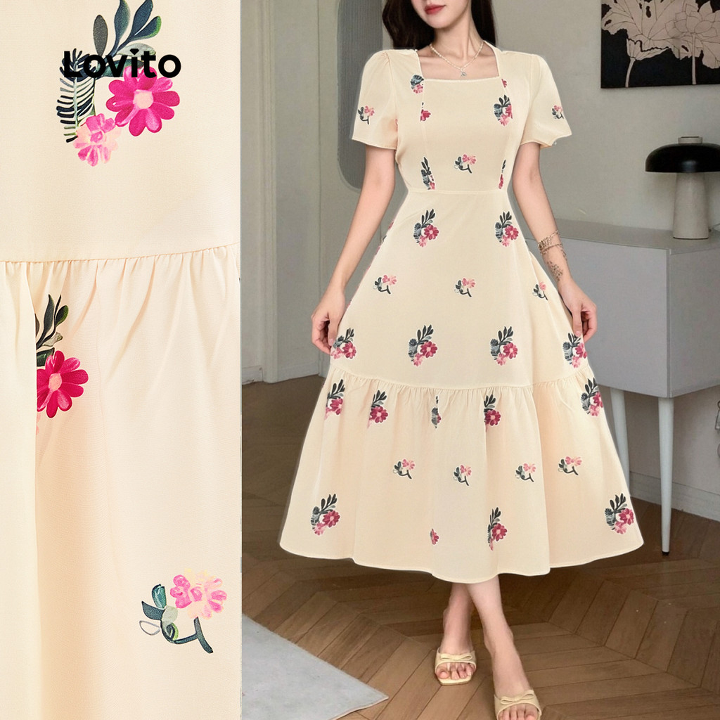 Lovito Vestido Boho Liso Contraste Malha Primavera/Verão Multicolorido Para Mulheres L134LD119 - Women Clothes