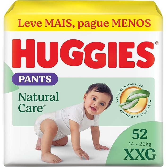 Fralda Premium Roupinha Huggies Natural Care XXG 52 Un - Mom & Baby