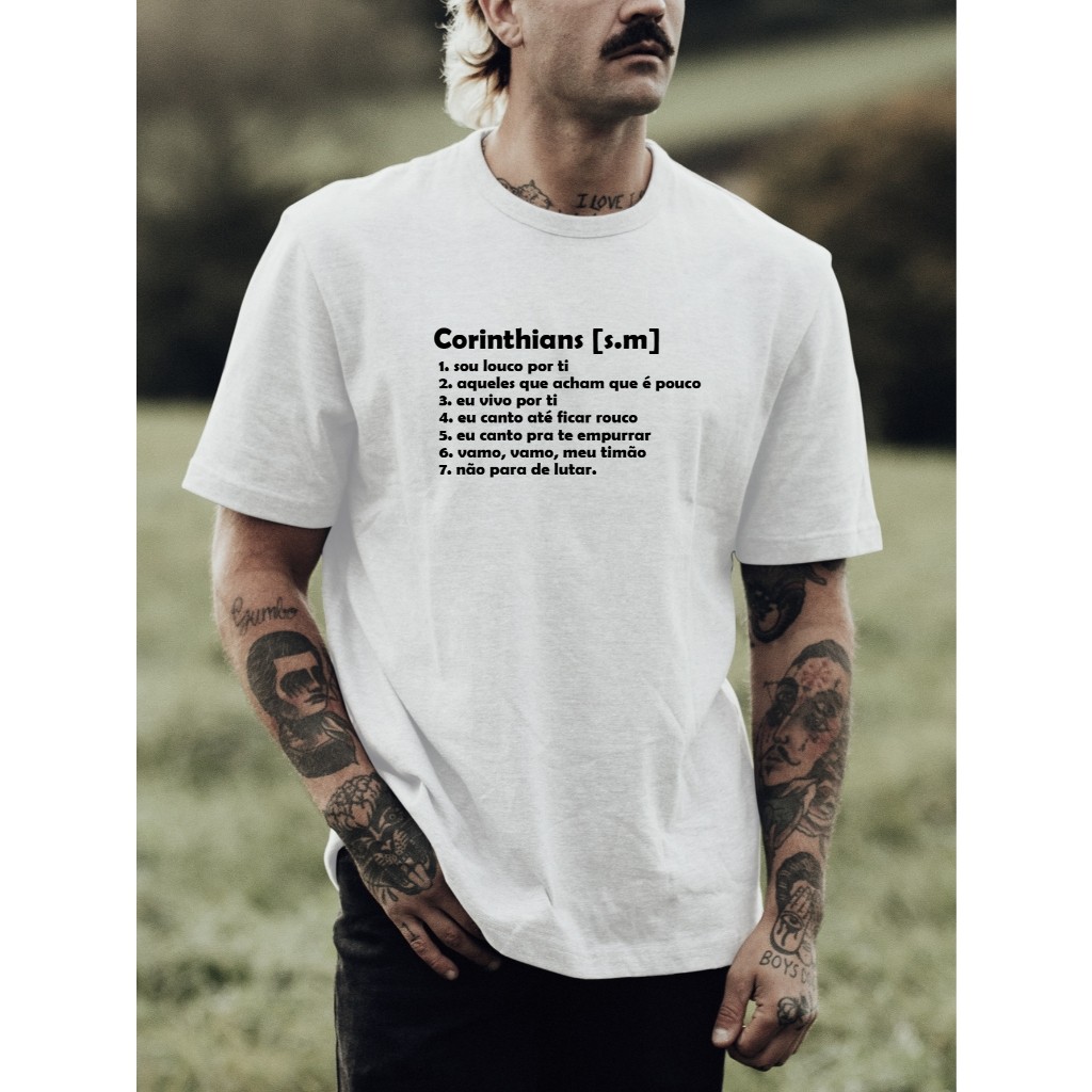 Camiseta Masculina Estampada Corinthians Frases Times de Futebol 100% Algodão Várias Cores