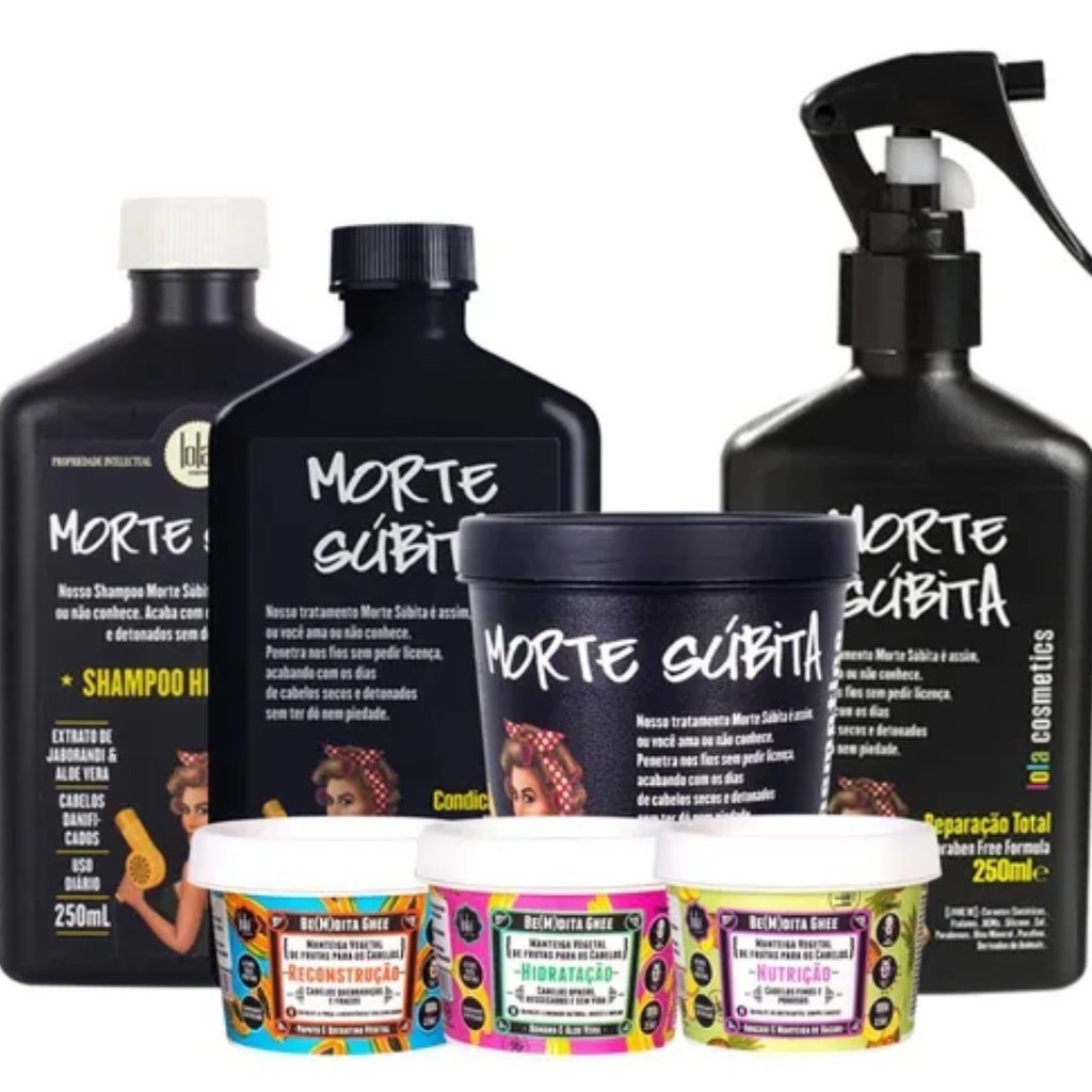 Kit Morte Subita 4 Produtos + Kit Ghee 3x100g Cronograma Completo Lola Cosmetics